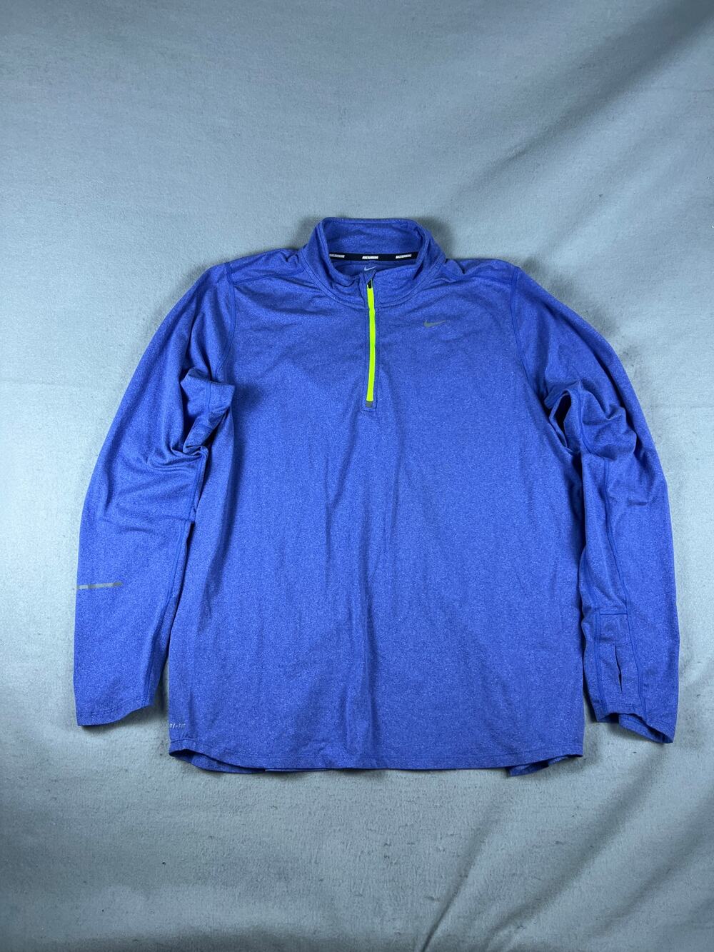 Nike Running Top Mens XL Blue 1/4 Zip Thumbhole Dri-FIT Athletic Training Sports